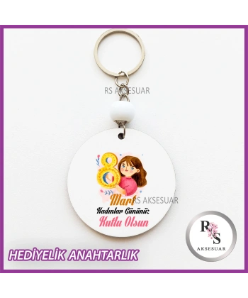 8 Mart Kadınlar Günü Hediyelik Anahtarlık -KH27