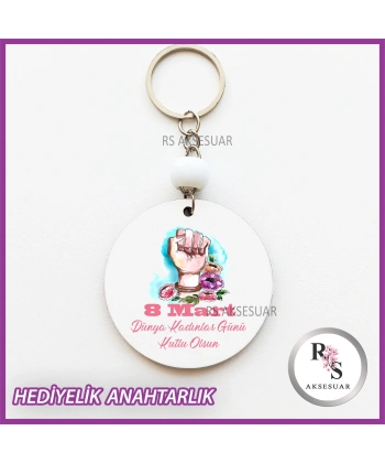 8 Mart Kadınlar Günü Hediyelik Anahtarlık -KH31
