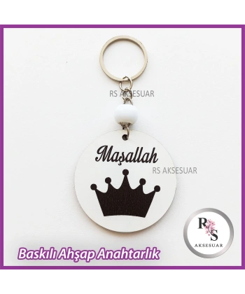 Ahşap Maşallah Baskılı Anahtarlık -uv65