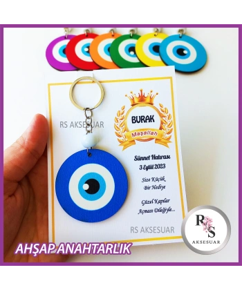 Ahşap Nazar Boncuğu Sünnet Anahtarlık -NB4