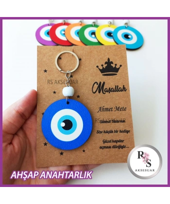 Ahşap Nazar Boncuğu Sünnet Anahtarlık -NB6