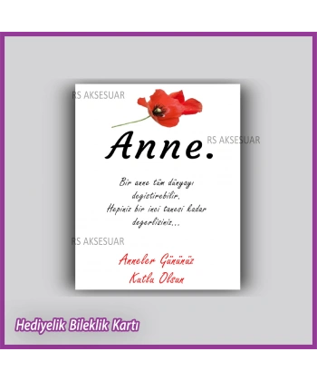 Anneler Günü Hediyelik Bileklik Kartı