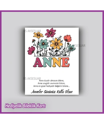 Anneler Günü Hediyelik Bileklik Kartı