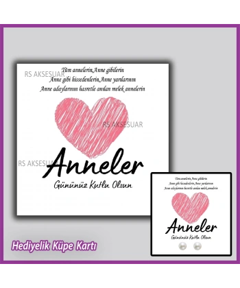 Anneler Günü Hediyelik İnci Küpe Kartı