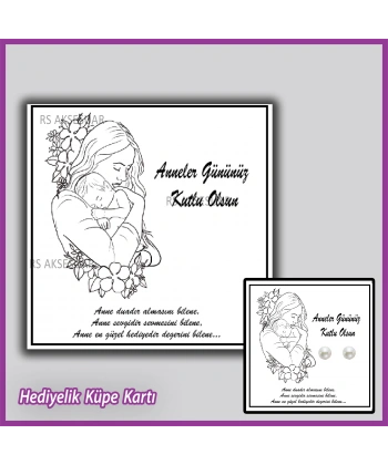 Anneler Günü Hediyelik İnci Küpe Kartı
