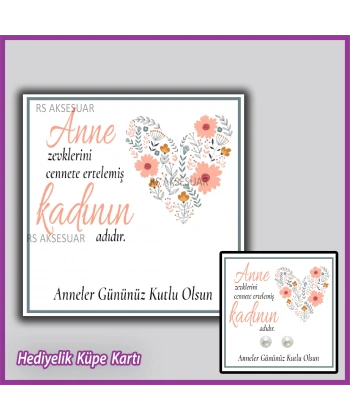 Anneler Günü Hediyelik İnci Küpe Kartı