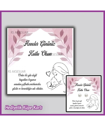 Anneler Günü Hediyelik İnci Küpe Kartı
