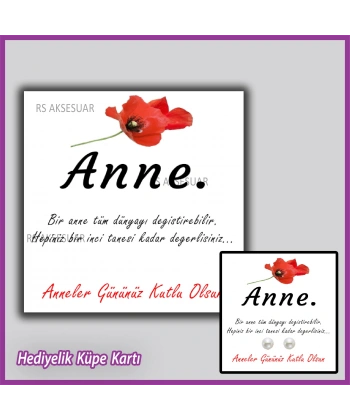 Anneler Günü Hediyelik İnci Küpe Kartı