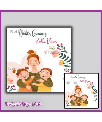 Anneler Günü Hediyelik İnci Küpe Kartı