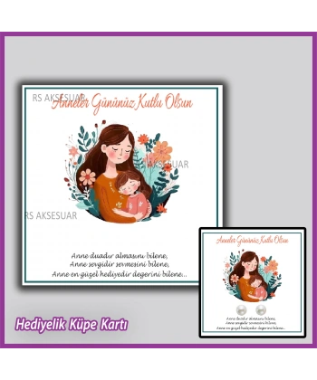Anneler Günü Hediyelik İnci Küpe Kartı
