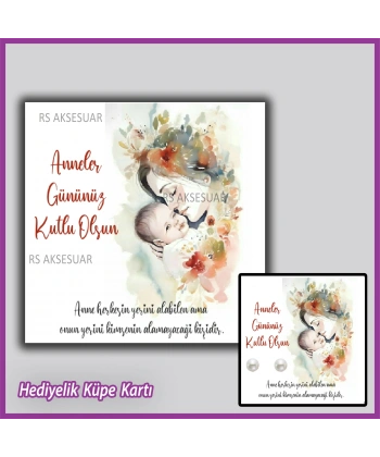 Anneler Günü Hediyelik İnci Küpe Kartı