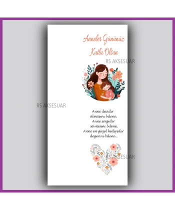 Anneler Günü Hediyelik Makrome Anahtarlık Kartı