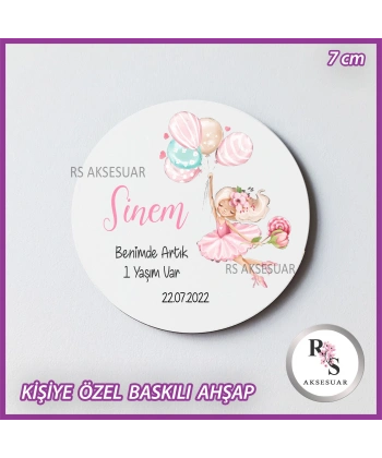 Balonlu Kız Baskılı Ahşap Bebek Hediyelik -uv28