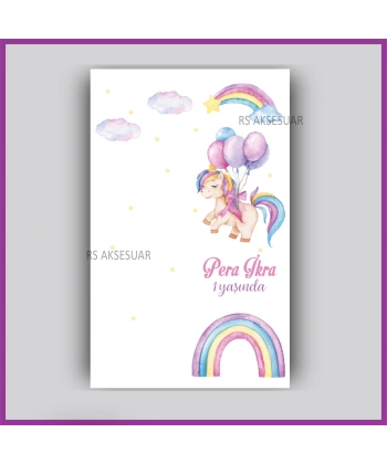 Unicorn Temalı - Hediyelik Yıldız Anahtarlık İsim Kartı