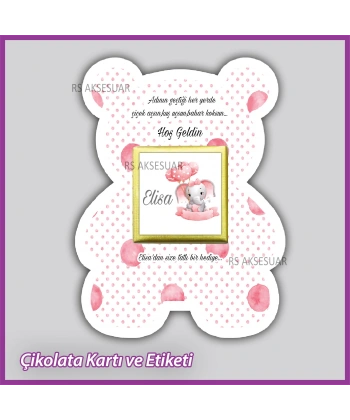 Ayıcıklı Bebek Çikolatası Kartı ve Etiketi