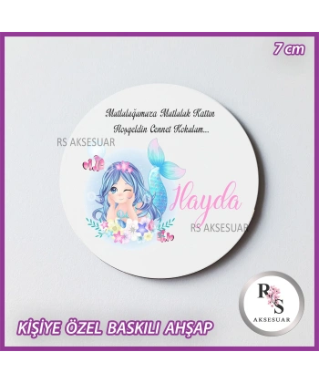 Deniz kızı Baskılı Ahşap Bebek Hediyelik -uv15