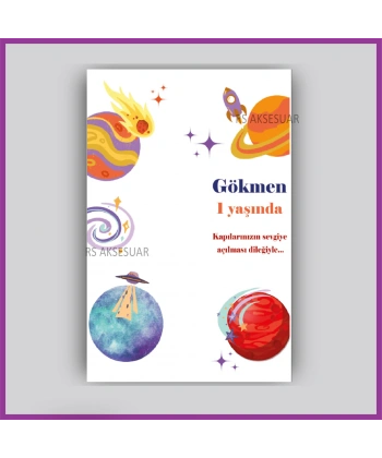 Uzay Gökyüzü Temalı - Hediyelik Yıldız Anahtarlık İsim Kartı