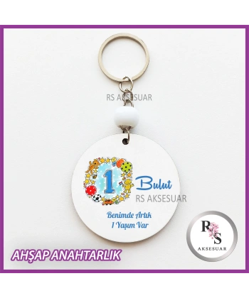 1 Yaş Baskılı Anahtarlık -uv86