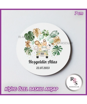 Hayvan Baskılı Ahşap Bebek Hediyelik -uv5