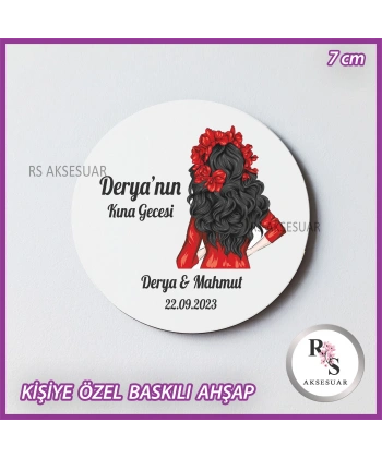 Baskılı Ahşap Nikah-Kına Hediyelik -uv40