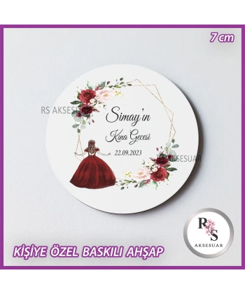 Baskılı Ahşap Nikah-Kına Hediyelik -uv45