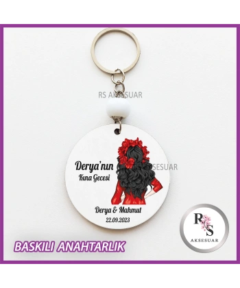 Baskılı Nikah - Kına Hediyelik Anahtarlık -uv108