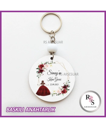 Baskılı Nikah - Kına Hediyelik Anahtarlık -uv109