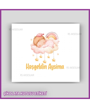 Bebek Çikolatası Kutu Etiketi - Yapışkanlı Sticker -CE204