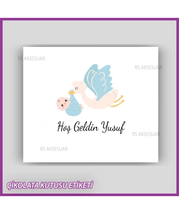 Bebek Çikolatası Kutu Kapak Etiketi - Yapışkanlı Sticker -CE214