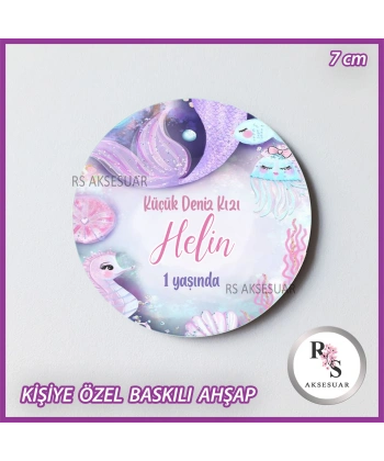 Deniz Kızı Baskılı Ahşap Doğum Günü Hediyelik -uv36