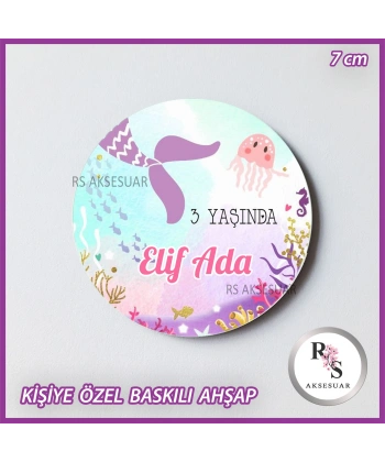 Deniz Kızı Baskılı Ahşap Doğum Günü Hediyelik -uv35