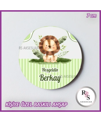 Aslan Baskılı Ahşap Doğum Günü Hediyelik -uv37