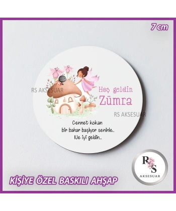 Peri Baskılı Ahşap Bebek Hediyelik -uv3