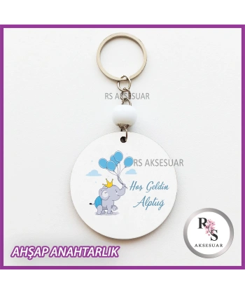 Balonlu Fil Baskılı Anahtarlık -uv85