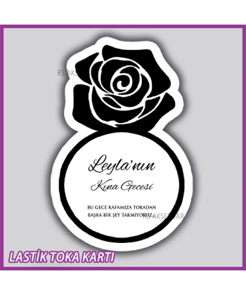 Güllü Yüzük Lastik Toka Kartı -Nikah, Nişan, Kına Hatırası