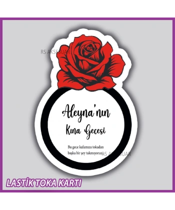 Güllü Yüzük Lastik Toka Kartı -Nikah, Nişan, Kına Hatırası