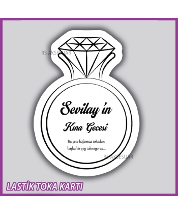 Tektaş Yüzüklü Lastik Toka Kartı -Nikah, Nişan, Kına Hatırası
