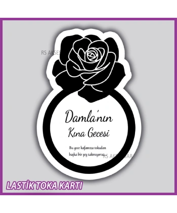 Güllü Yüzük Lastik Toka Kartı -Nikah, Nişan, Kına Hatırası