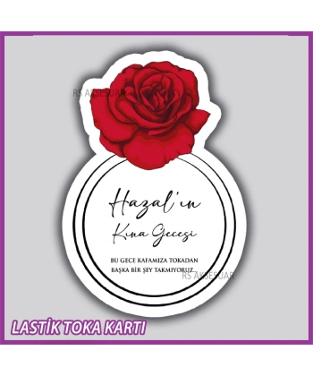 Güllü Yüzük Lastik Toka Kartı -Nikah, Nişan, Kına Hatırası