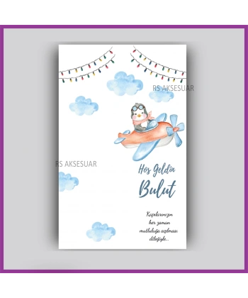 Uçak ve Penguen Temalı - Hediyelik Anahtarlık İsim Kartı