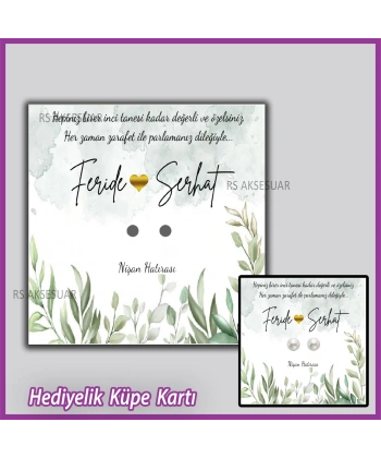 Hediyelik Küpe Kartı -Nikah, Nişan, Kına Hatırası