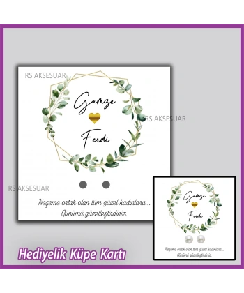 Hediyelik Küpe Kartı -Nikah, Nişan, Kına Hatırası