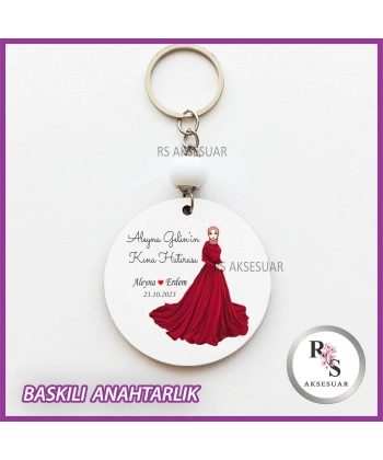 Baskılı Nikah - Kına Hediyelik Anahtarlık -uv104