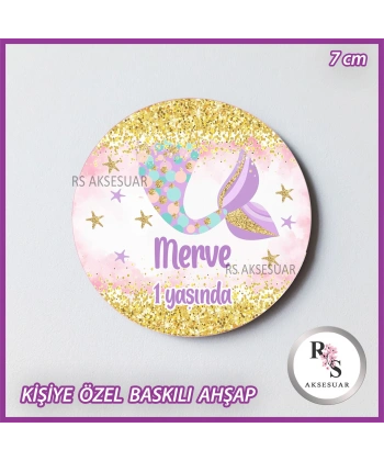 Deniz Kızı Baskılı Ahşap Doğum Günü Hediyelik -uv34