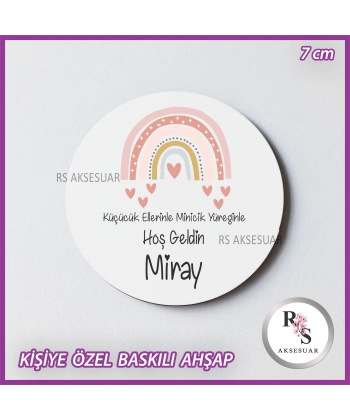 Gökkuşağı Baskılı Ahşap Bebek Hediyelik -uv7