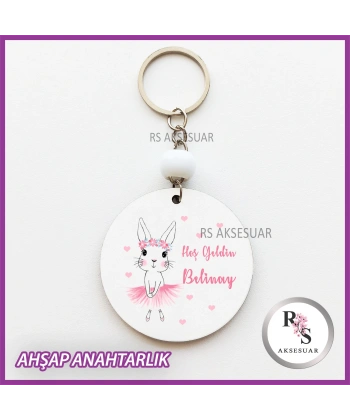 Tavşan Baskılı Anahtarlık -uv91