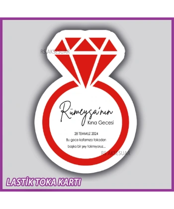 Tektaş Yüzük Lastik Toka Kartı -Nikah, Nişan, Kına Hatırası