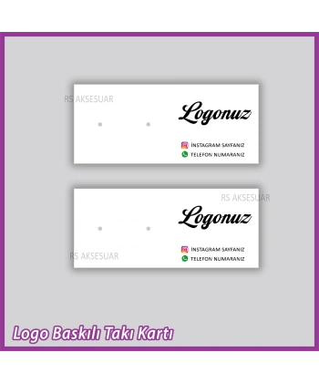Logo Baskılı Tekli Küpe Takı Kartı - Bijuteri Kartı