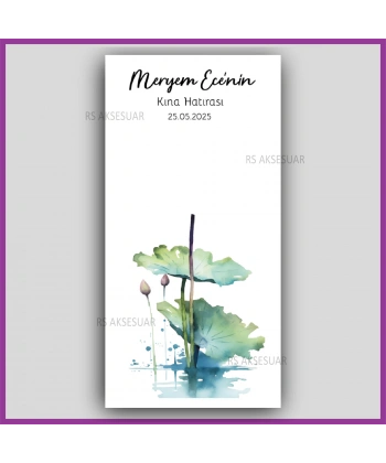 Lotus Çiçekli Mandal Toka Kartı -Nikah, Nişan, Kına Hatırası