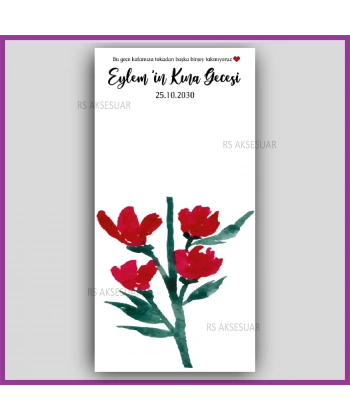 Lotus Çiçekli Mandal Toka Kartı -Nikah, Nişan, Kına Hatırası